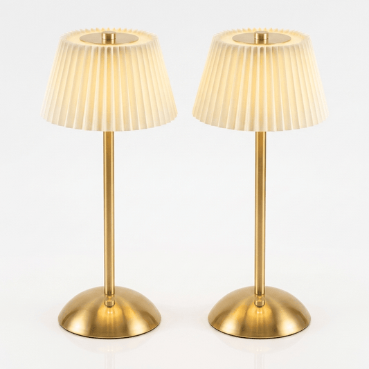 The Pleat Duo - matching pair of white pleated lamps